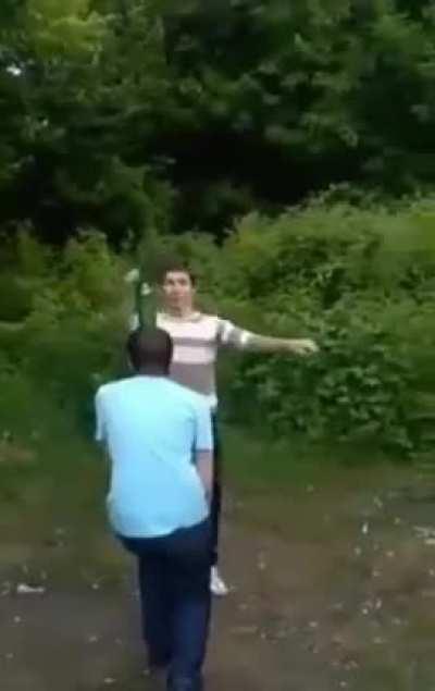 Practicing high kicks.