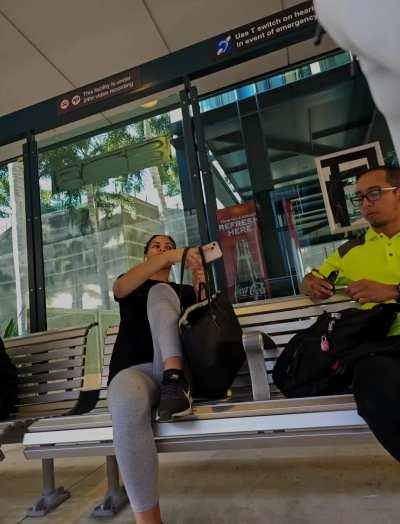 She bites her lip after seeing my bulge