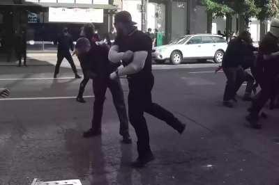 To hit a guy with a stick