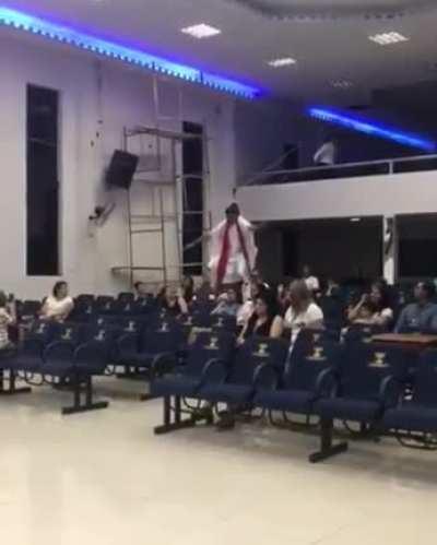 To make a dramatic entrance
