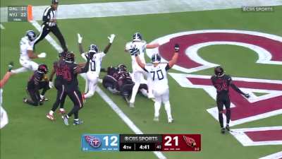 [Highlight] Wild sequence where Cam Ward's pass is picked, fumbled, then recovered by the TItans for a touchdown