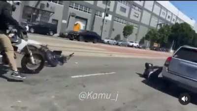 Blindly wheelie-ing down the street