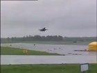 F-16 comes in too fast during wet conditions, bumps along the runway