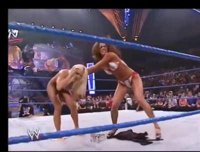Dawn Marie slaps Torrie in her tight flesh bikini and tosses her out of the ring like a useless bimbo. So humiliating 🤩🤩