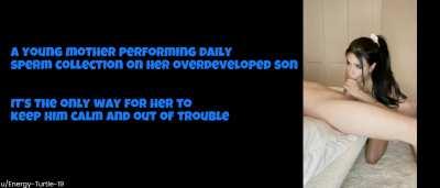 A Young Mother Helps Her Overdeveloped Son