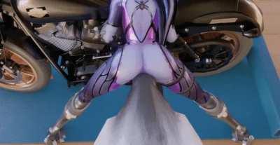 Widowmaker bent over a motorcycle and taking her horses cock (TheBartender)