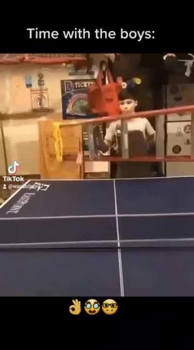 Playing table tennis