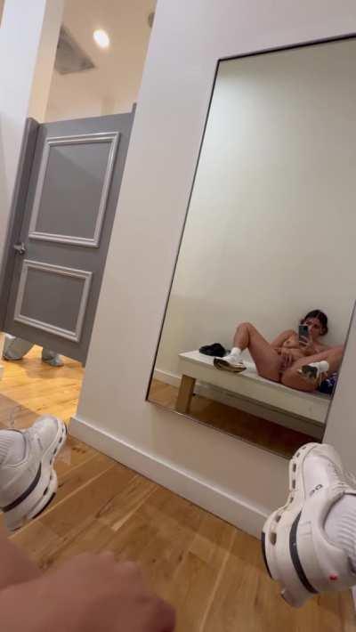 Holding my moans in the dressing room [gif]