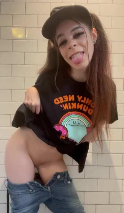 Employee of the month in the public restroom. Almost caught! 📆