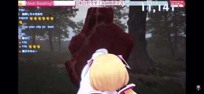 Aki Rose beats Winning Sons record of meat beating on stream. This is the true power of Mukirose🍎🤜🥩