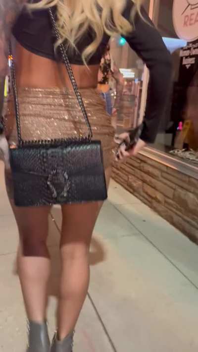 Flash both tits and pussy behind pedestrians, check :)