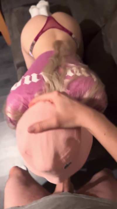 sneaky blowjob on my parents couch