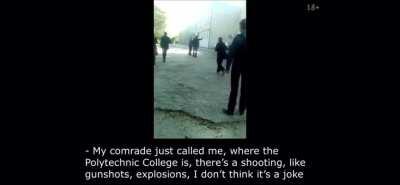 The Kerch Polytechnic College massacre security footage with real time audio, by the documentary “Kerch, One of us.”