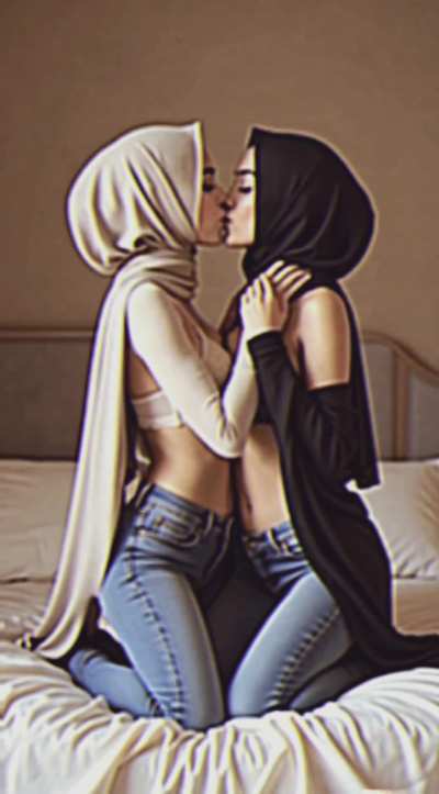 Asian Hijab Retro Denim Twins