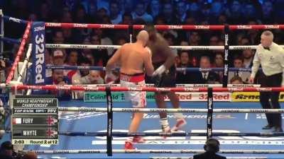 Tyson Fury lands a Mayweather-esque check hook