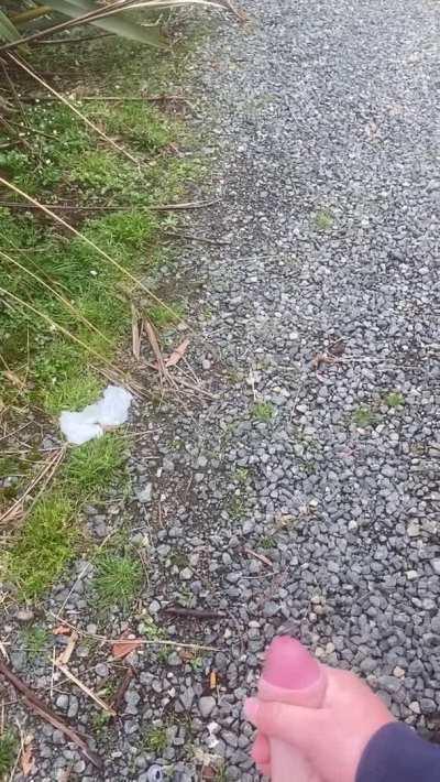 Love blowing my load outdoors 💦 this was on the side of a road 😏