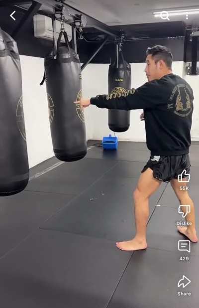 Roundhouse with the shin, not the foot