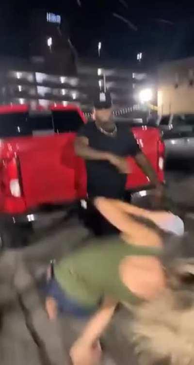 Female puts her hands on dude