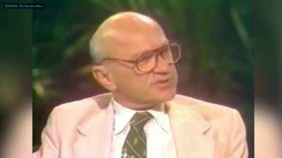 Phil Donahue tries to trap Milton Friedman with this question relating to greed and government control.