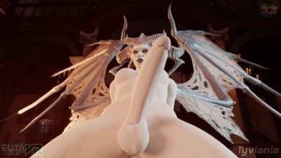 Playing with her Futanari cock and balls