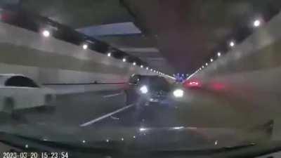 Cutting someone off inside a packed underground tunnel