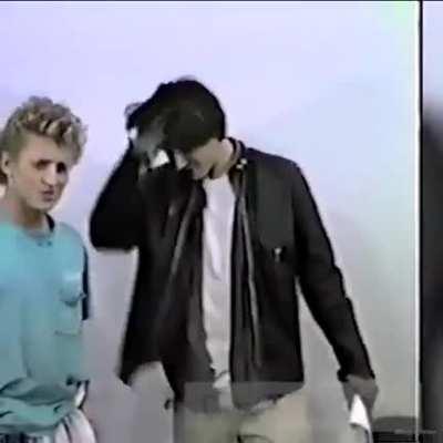 Keanu and his hair auditioning for "Bill &amp;amp; Ted" in 1986