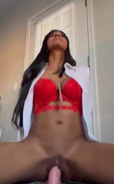 Squirting from riding a dildo