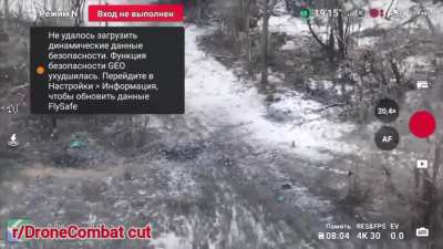 A russian drone is observing an Ukrainian grounddrone mining an intersection with probably magnetic smart mines and an example of how this may end for the invaders.