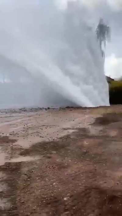 Close up of the burst water main in Beeston