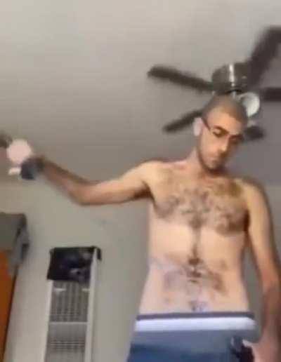 While you were partying he studied the blade. But failed.