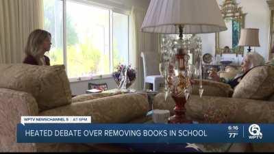 A ONE HUNDRED YEAR OLD widow of WWII soldier speaks out against banning books, saying it went against everything her husband fought for