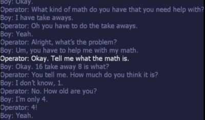Kid calls 911 for help with math homework :)