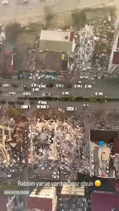 Drone view of the earthquake aftermath in Turkey. (08/02/2023)