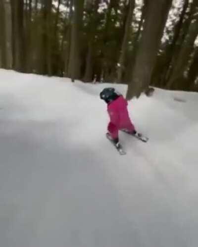 As a skiier and a dad, this is no bueno. Too fast, too icy .. but good little ripper.