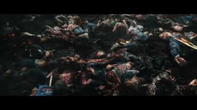 Homelander lasers a crowd of libs while music plays