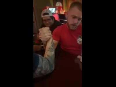 Arm wrestling my co-worker last night
