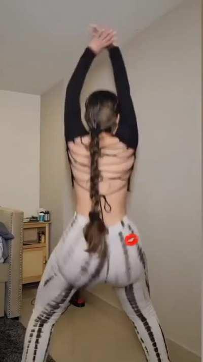 beautiful girl dancing in yoga pants