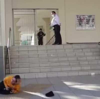Skateboarder regrets it instantly after trying to insult the security guy/gatekeeper
