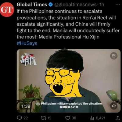 Chinese soyjak threatens Manila