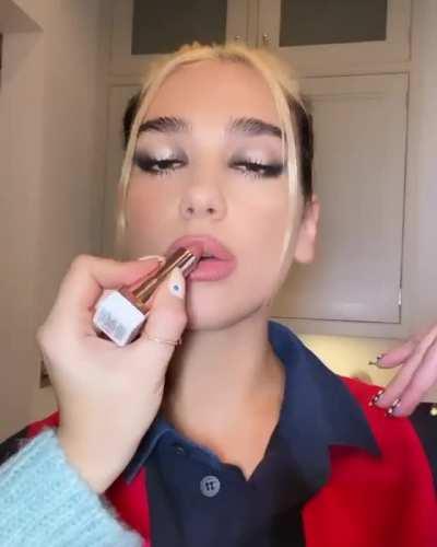 Dua Lipa getting all dolled up before a messy blowjob