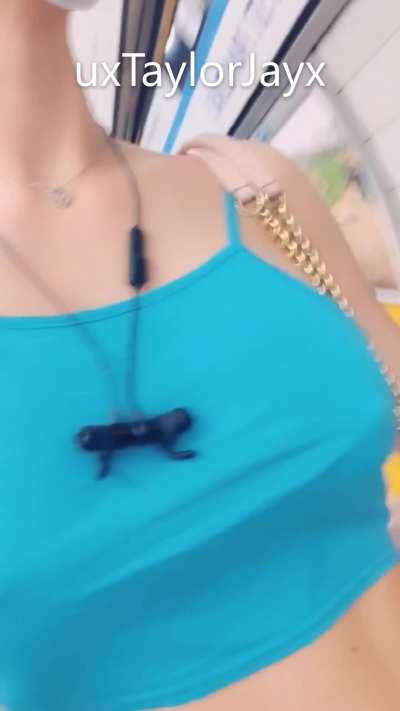 I get a lot of looks on the underground when I go braless like this