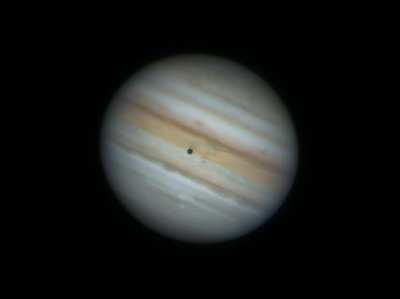 I caught Io transiting Jupiter this morning through my backyard scope!