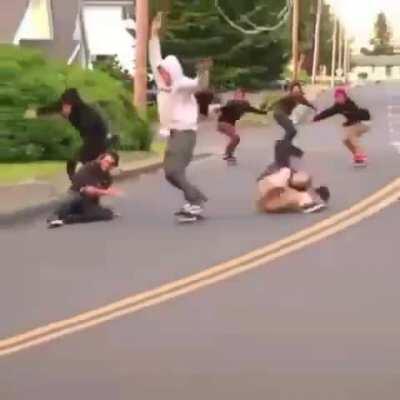 Skating down the road