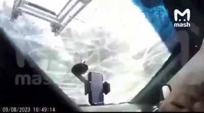 Dashcam footage of the explosion at the Optical-Mechanical Plant in Sergeev Posad, Moscow Oblast, Russia