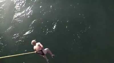 WCGW, Bungee jumping using normal rope.