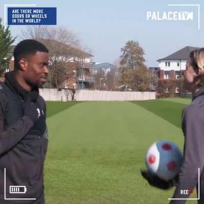 Crystal Palace players debate whether there are more doors or wheels in the world.