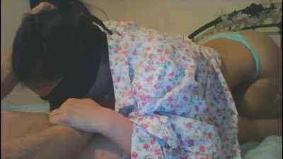 He's Pressing Her Head Down To Deep The Pee.