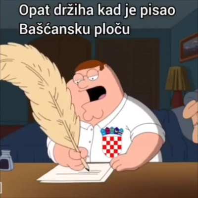 Petar Grifinović piše bašćansku ploču