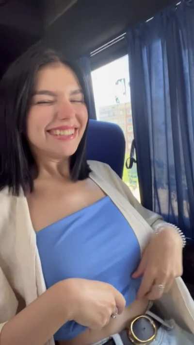 Bus 🚌 boobs out 🤩