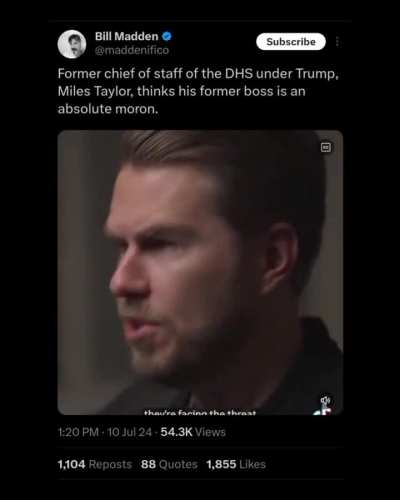 Miles Taylor Former Cheif of Staff of the Deparment of Homeland Security under Trump: 